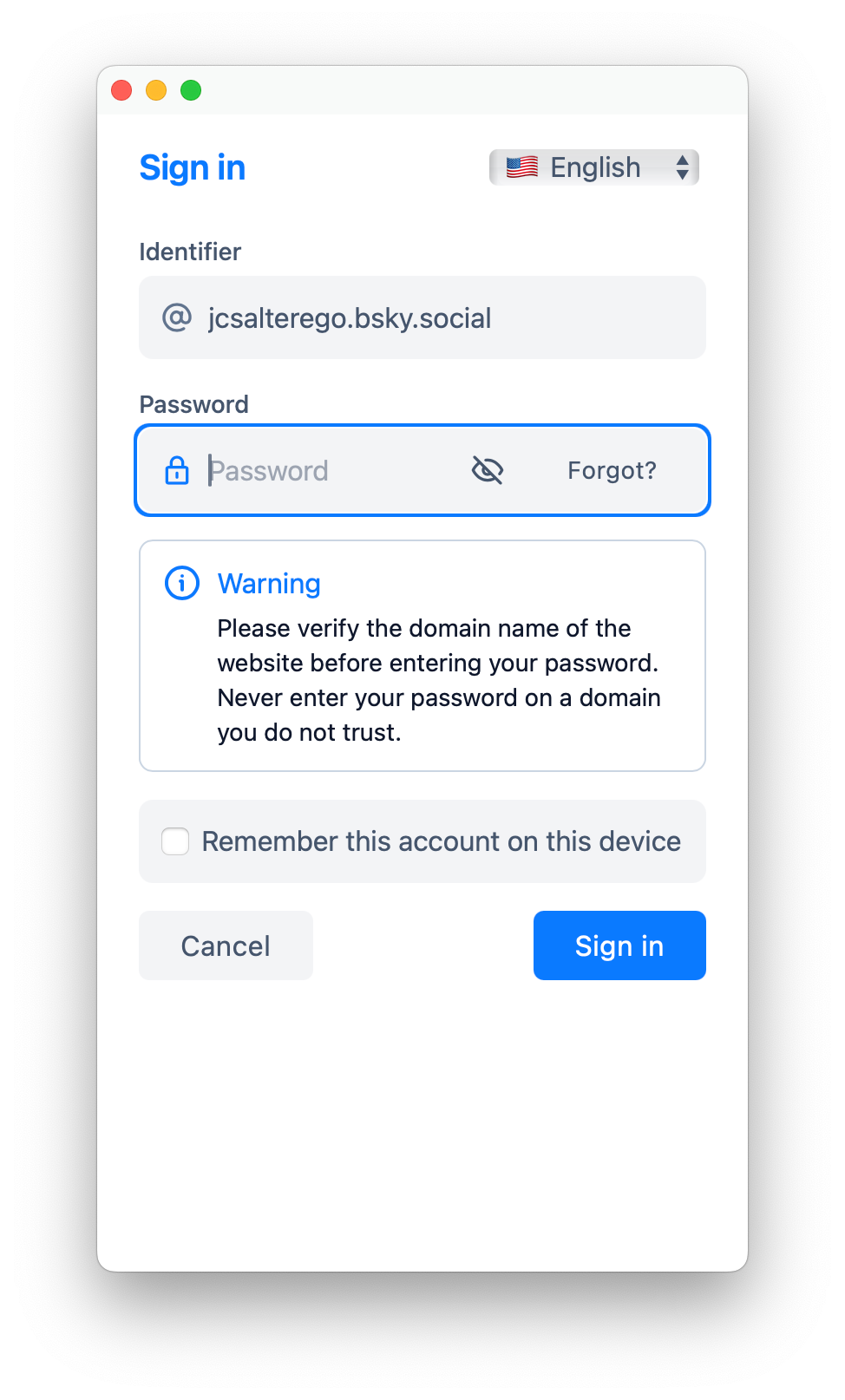 Enter your password only after verifying the `blacksky.community` sign-in page.