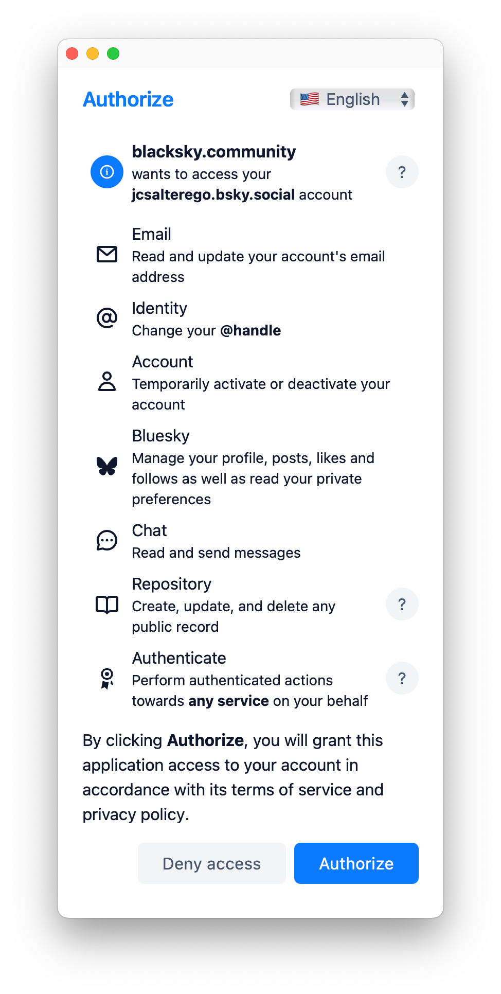 Review the Blacksky authorization request and click `Authorize`.